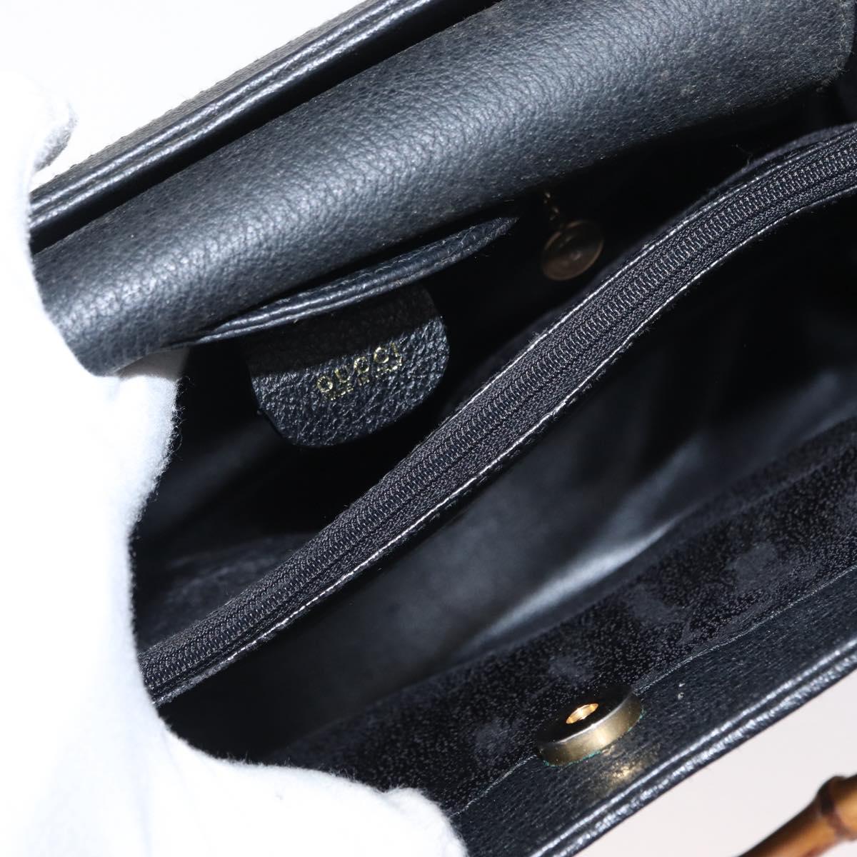 GUCCI Bamboo Hand Bag Suede Leather Black Gold 002 1186 0260 Auth 152254