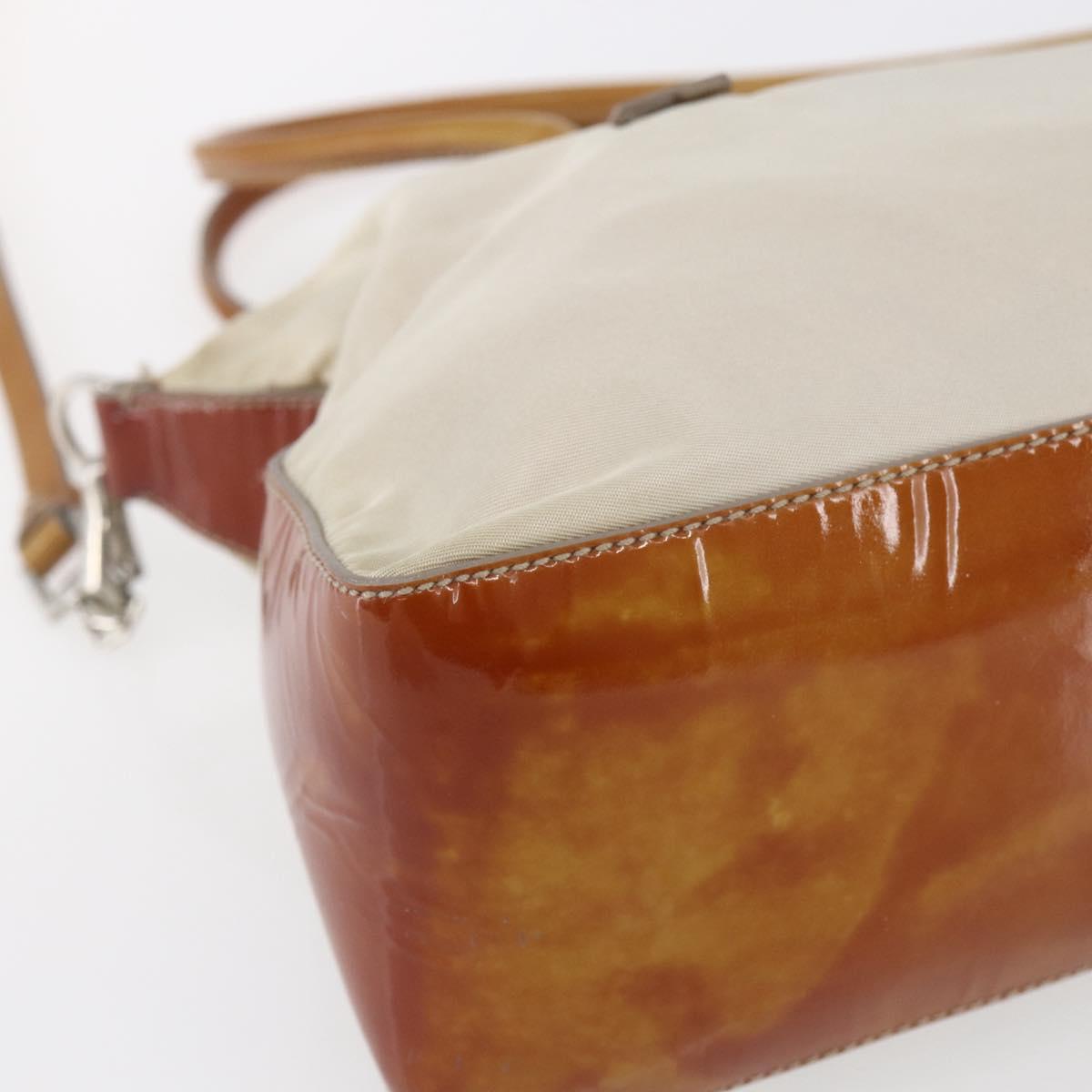 PRADA Hand Bag Nylon Enamel 2way White Silver Auth 152256