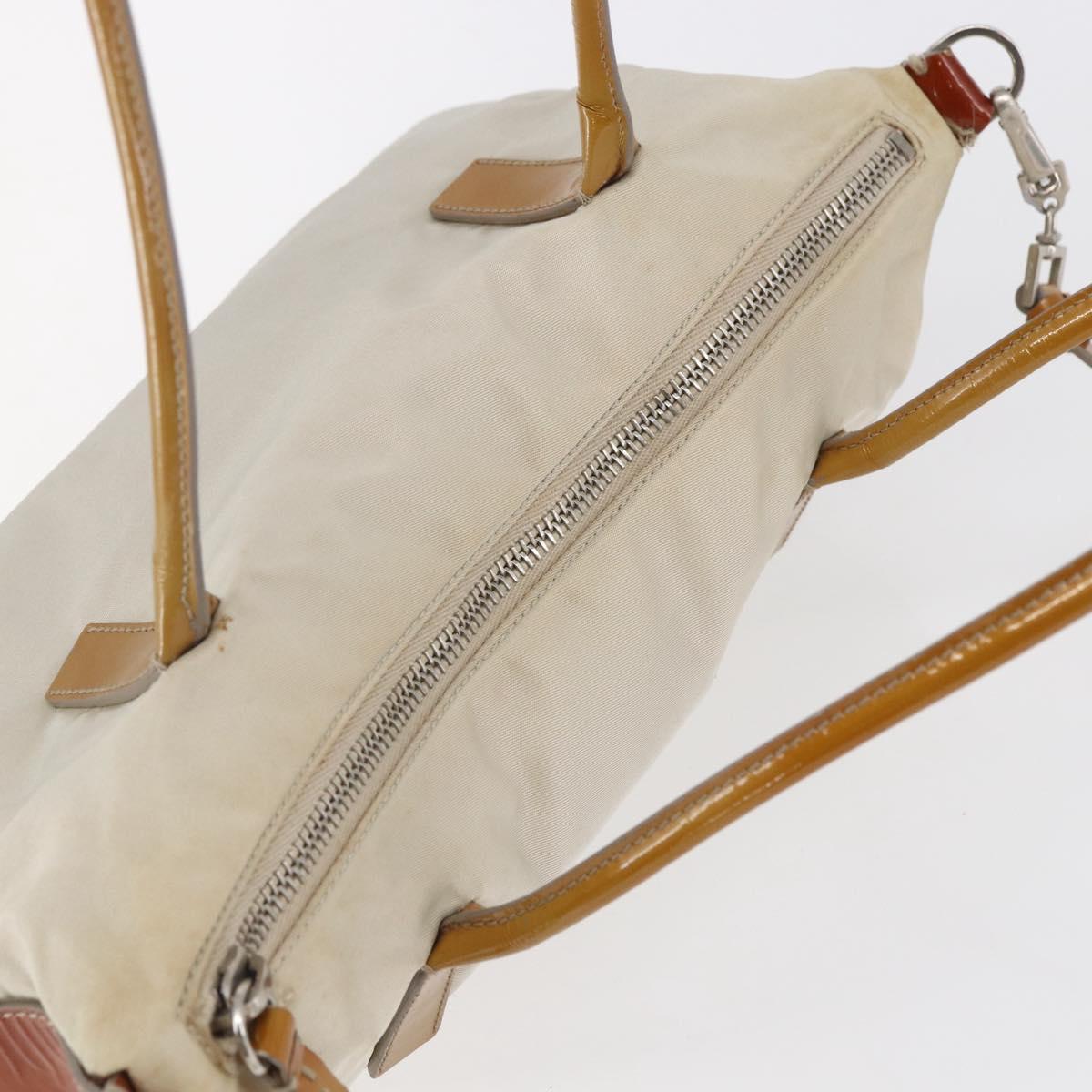 PRADA Hand Bag Nylon Enamel 2way White Silver Auth 152256