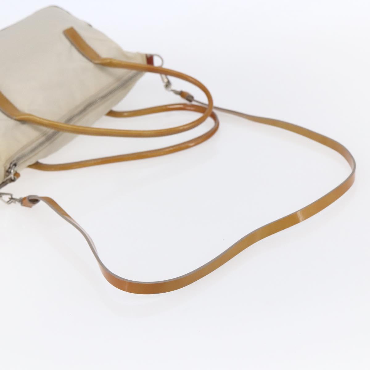 PRADA Hand Bag Nylon Enamel 2way White Silver Auth 152256
