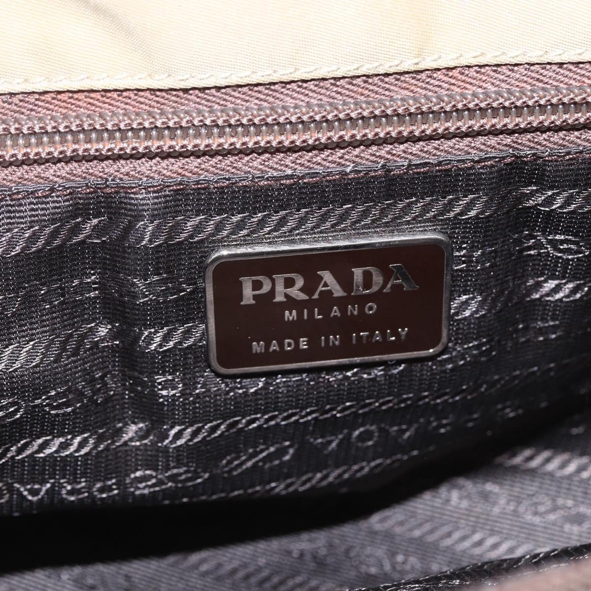 PRADA Hand Bag Nylon Khaki Silver Auth 152257
