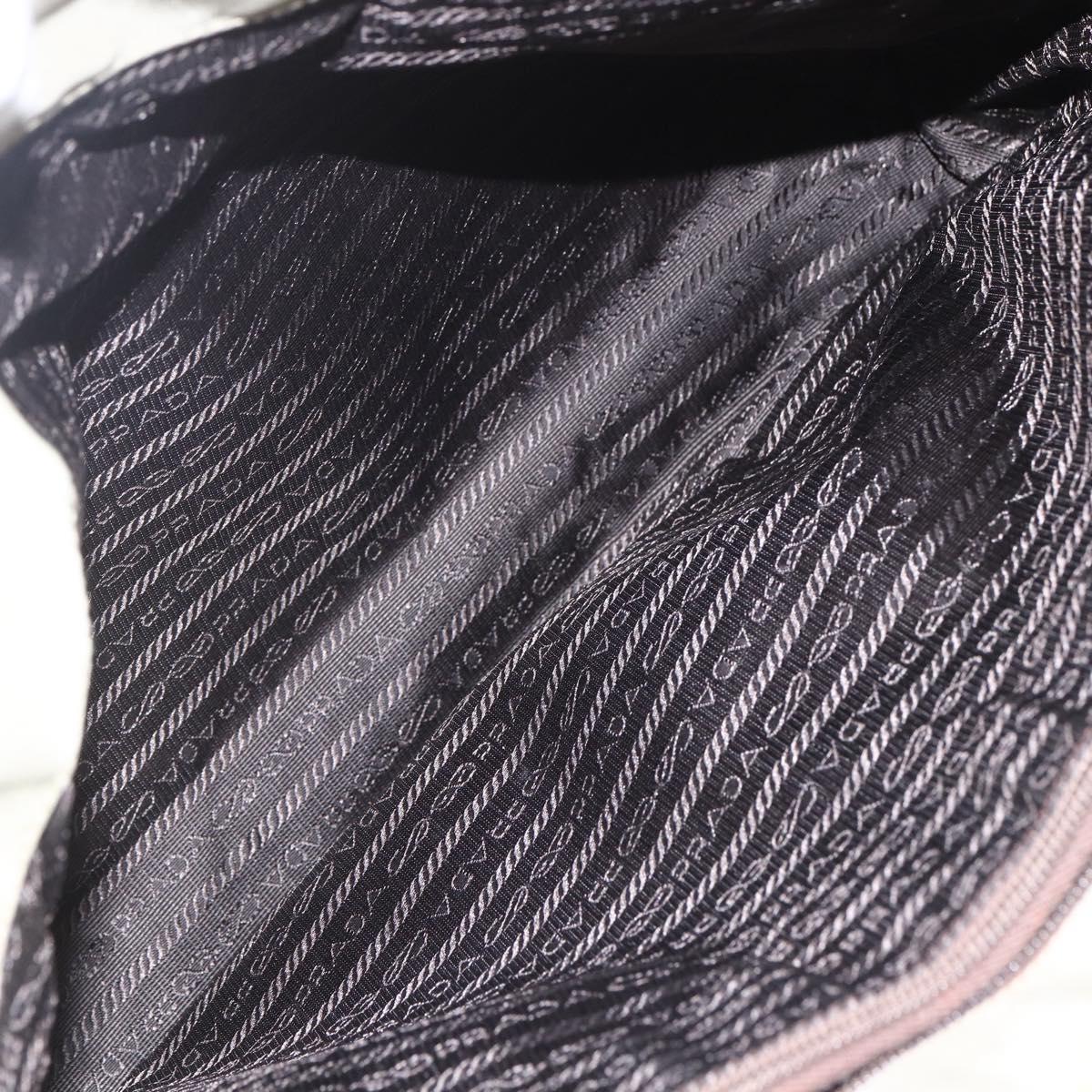 PRADA Hand Bag Nylon Khaki Silver Auth 152257