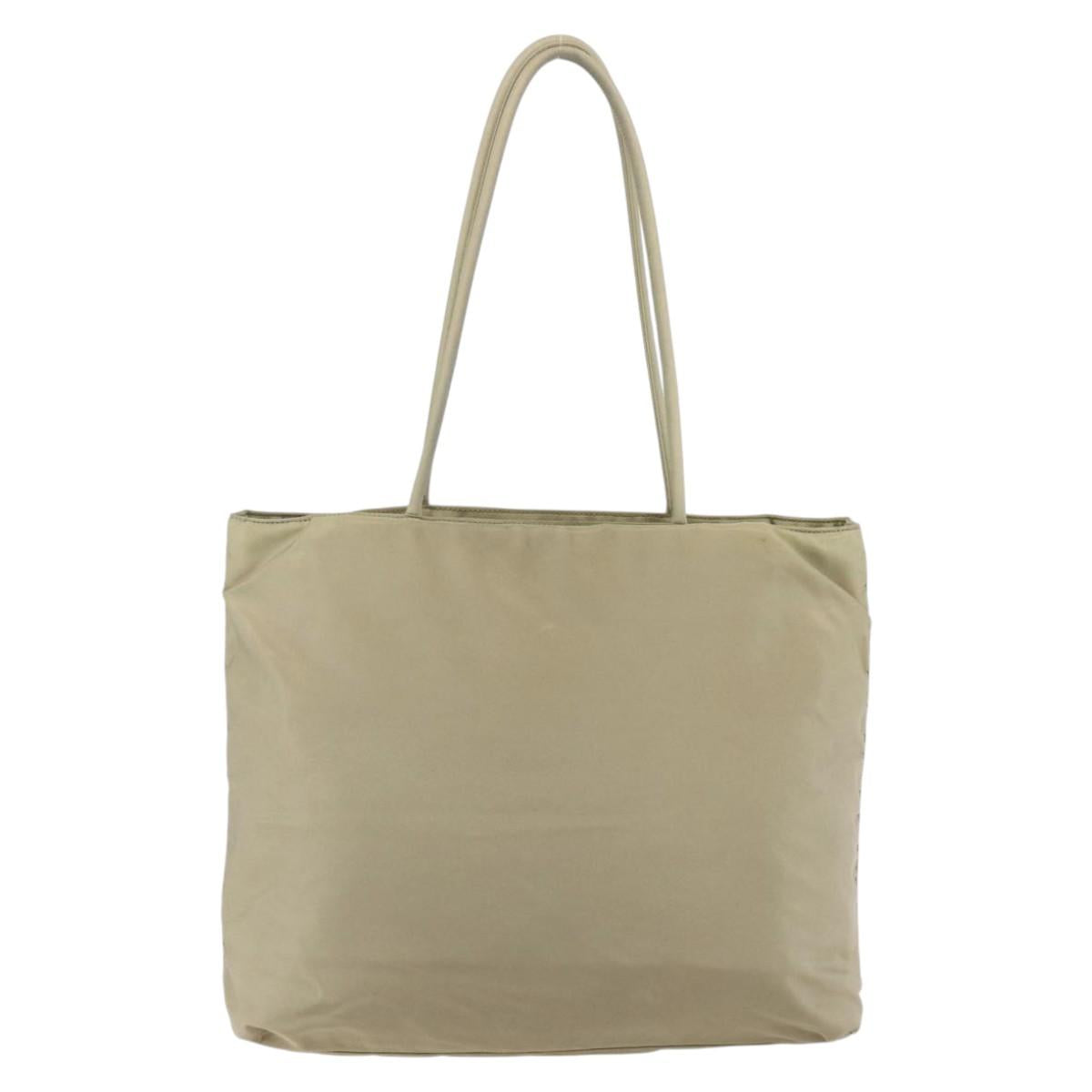 PRADA Hand Bag Nylon Khaki Silver Auth 152257