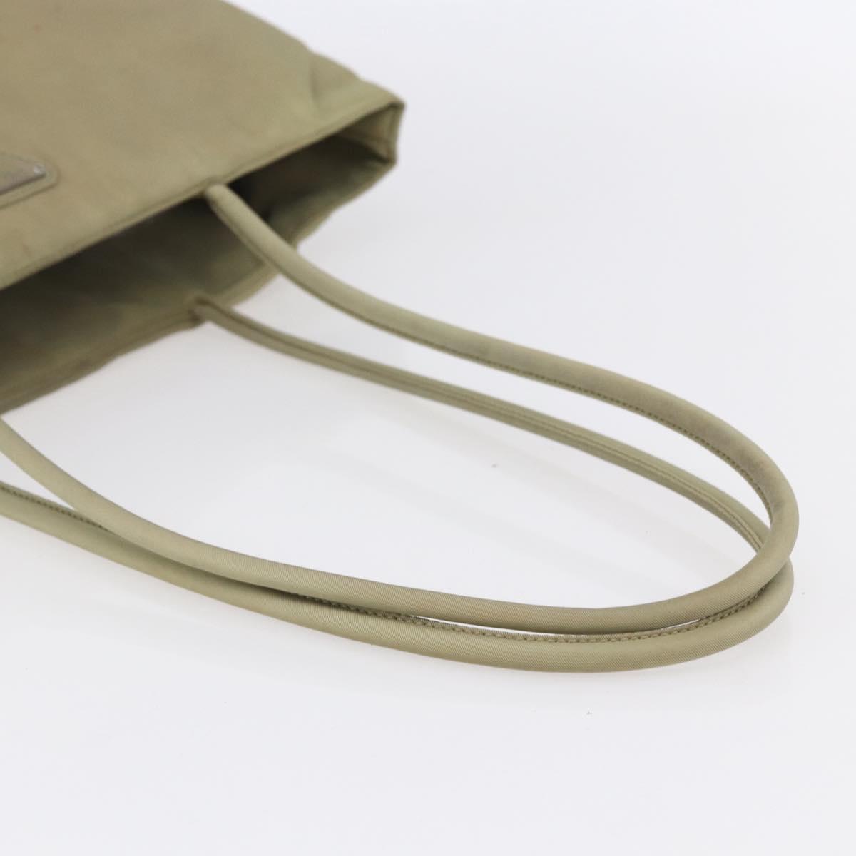 PRADA Hand Bag Nylon Khaki Silver Auth 152257