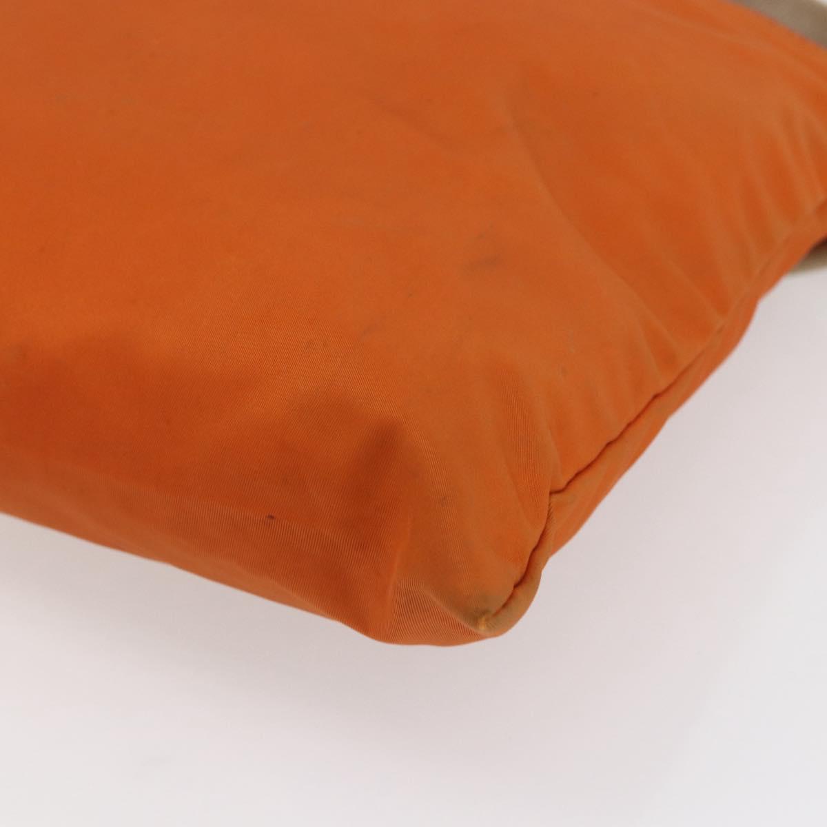 PRADA Shoulder Bag Nylon Orange Silver Auth 152258