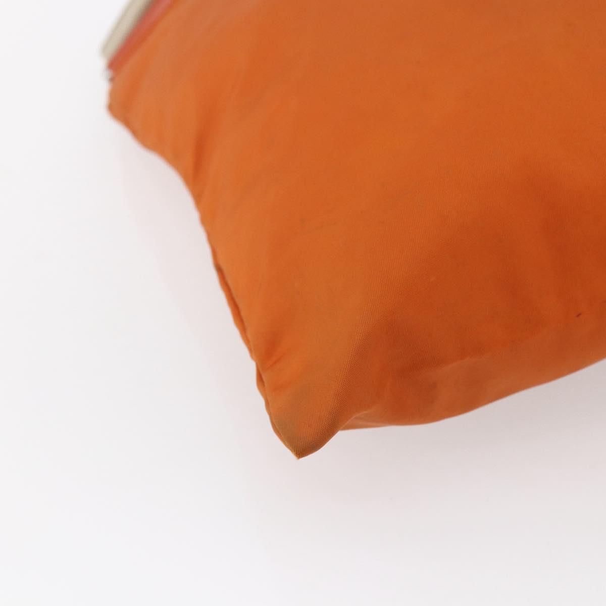 PRADA Shoulder Bag Nylon Orange Silver Auth 152258