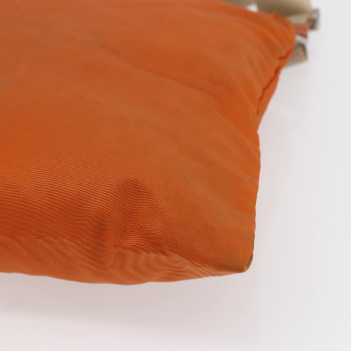 PRADA Shoulder Bag Nylon Orange Silver Auth 152258