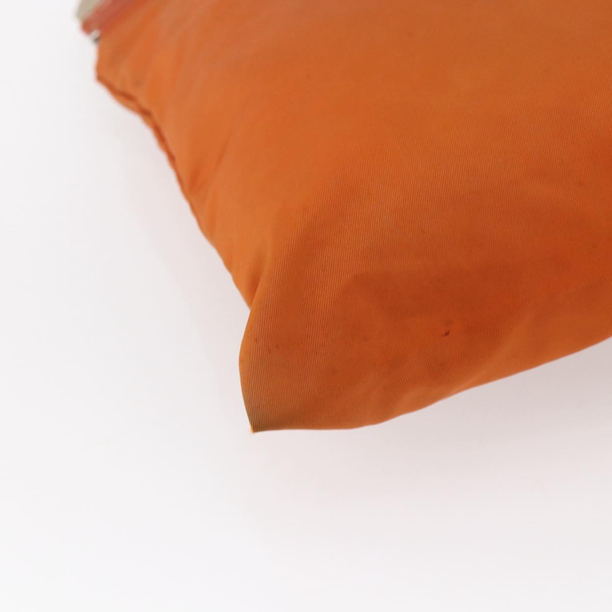 PRADA Shoulder Bag Nylon Orange Silver Auth 152258