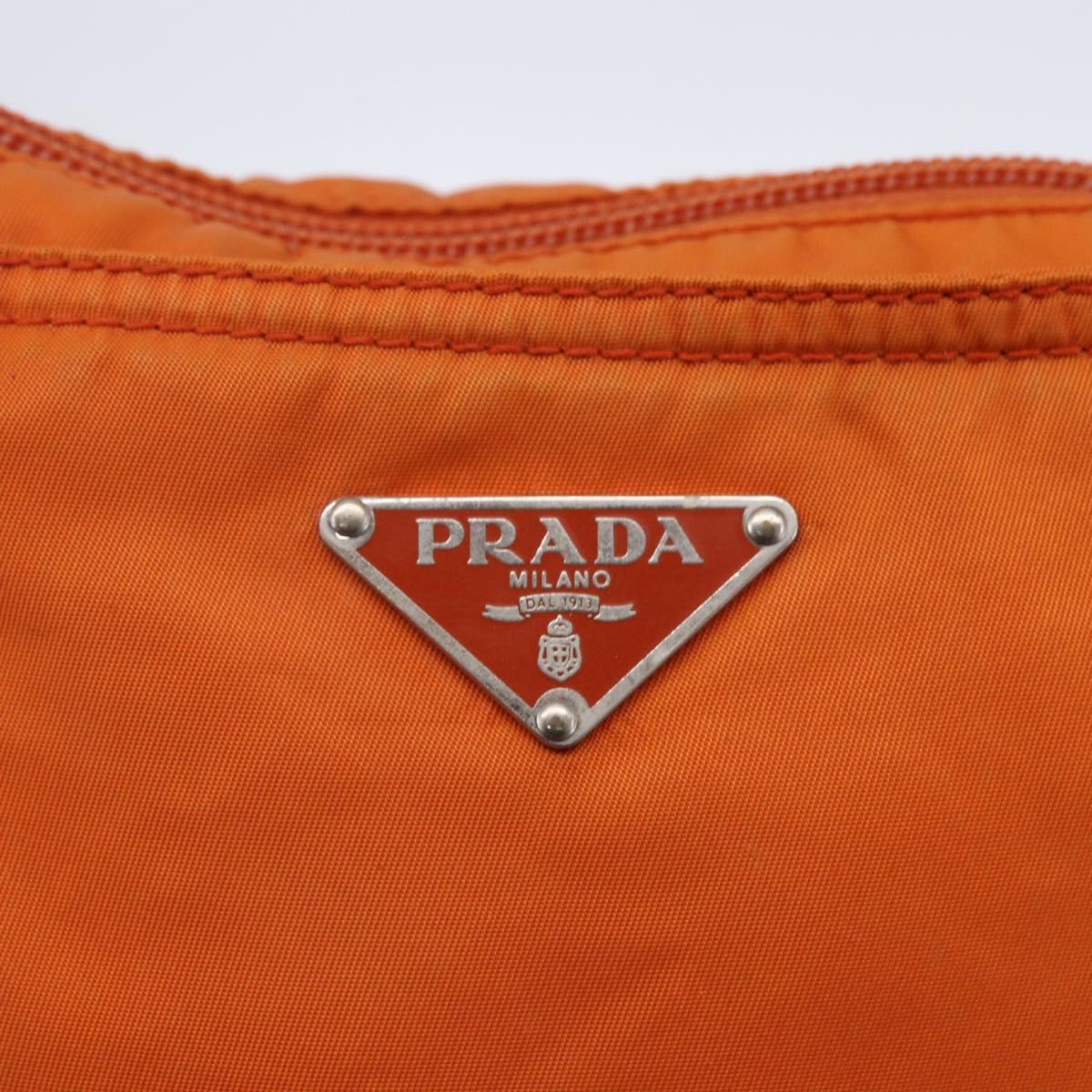PRADA Shoulder Bag Nylon Orange Silver Auth 152258