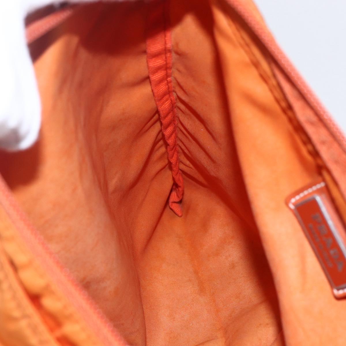 PRADA Shoulder Bag Nylon Orange Silver Auth 152258