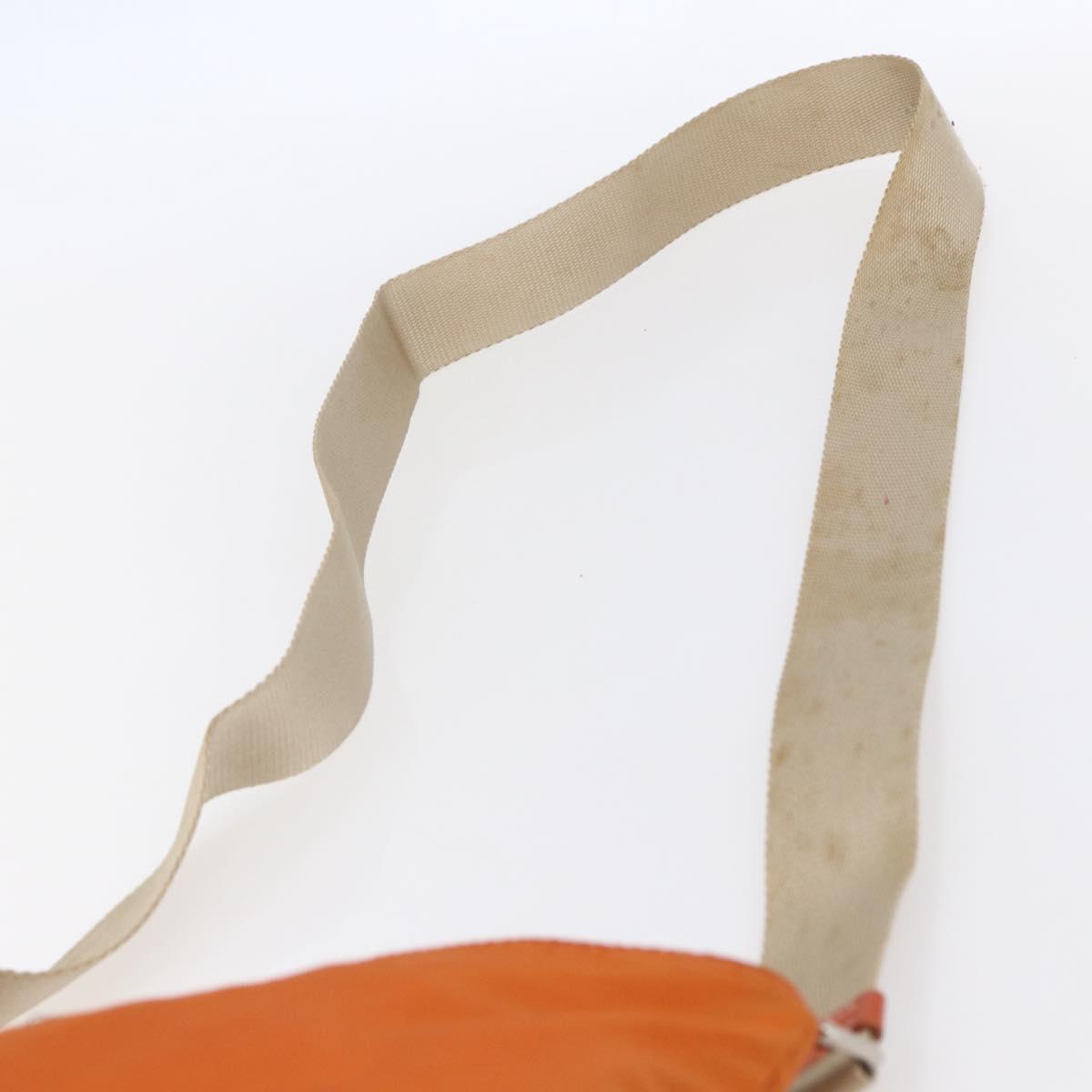 PRADA Shoulder Bag Nylon Orange Silver Auth 152258
