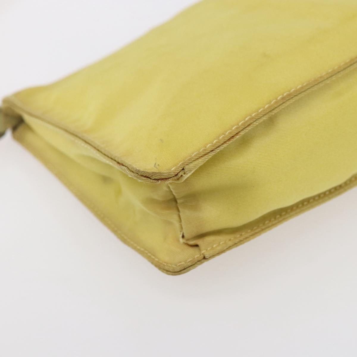 PRADA Accessory Pouch Nylon Yellow Gold Auth 152259