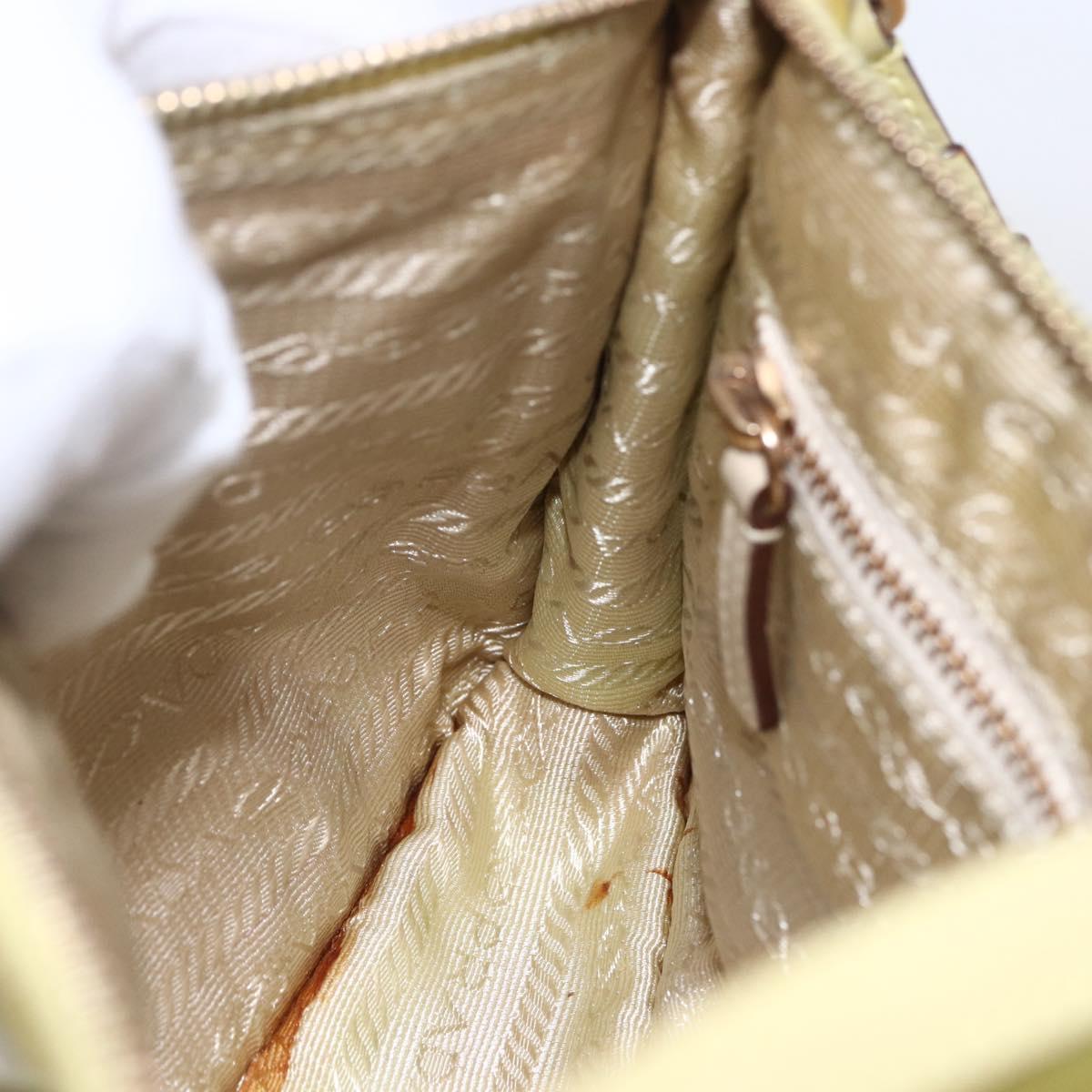 PRADA Accessory Pouch Nylon Yellow Gold Auth 152259