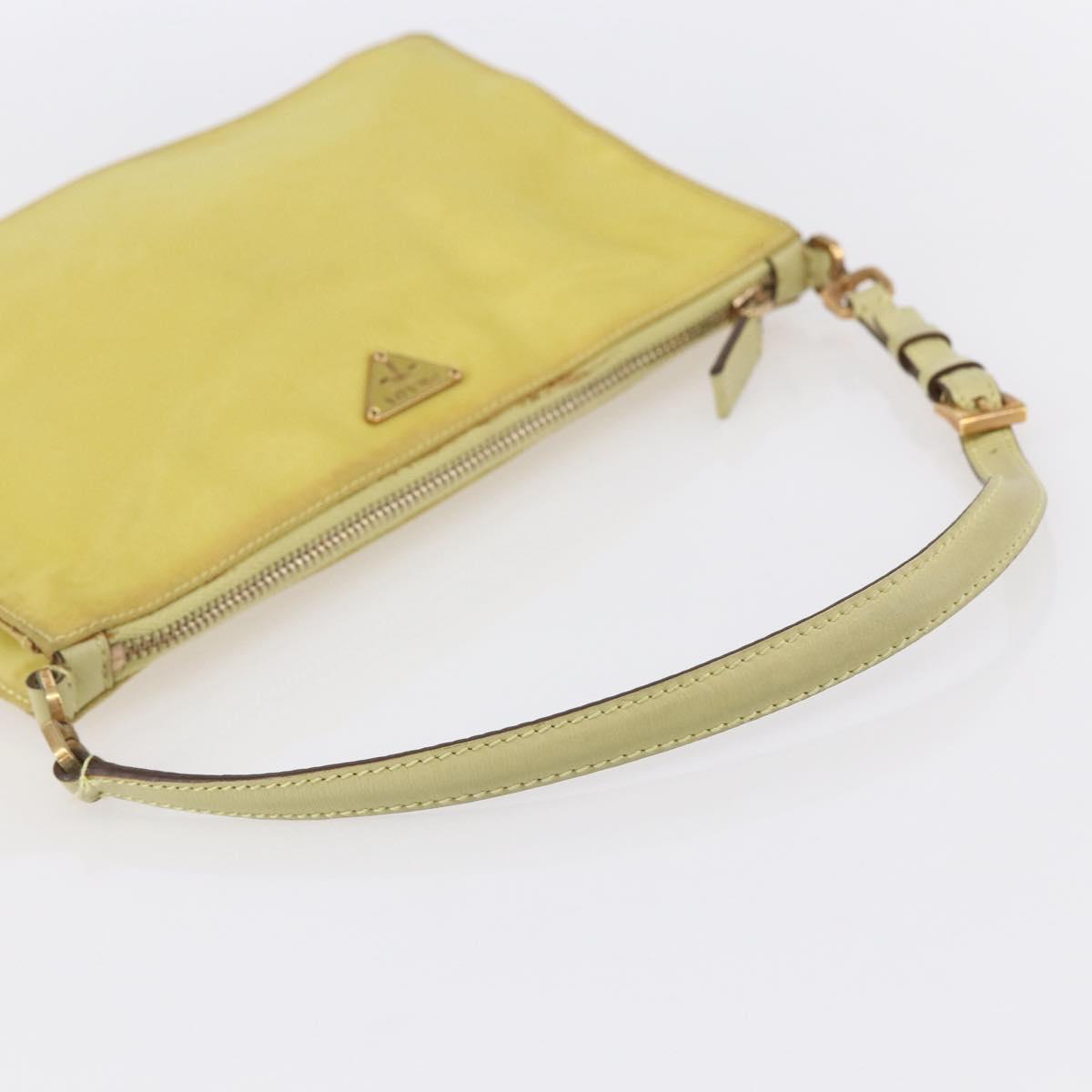 PRADA Accessory Pouch Nylon Yellow Gold Auth 152259