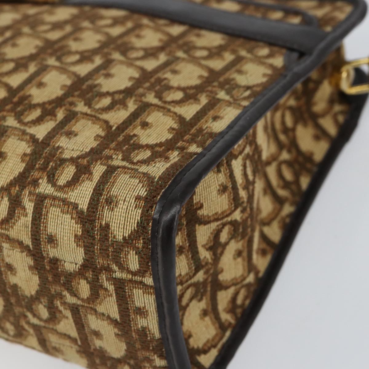 Christian Dior Trotter Canvas Shoulder Bag Beige Gold Auth 152260