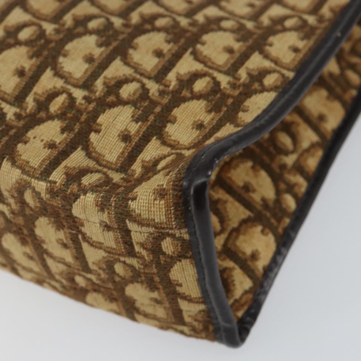 Christian Dior Trotter Canvas Shoulder Bag Beige Gold Auth 152260