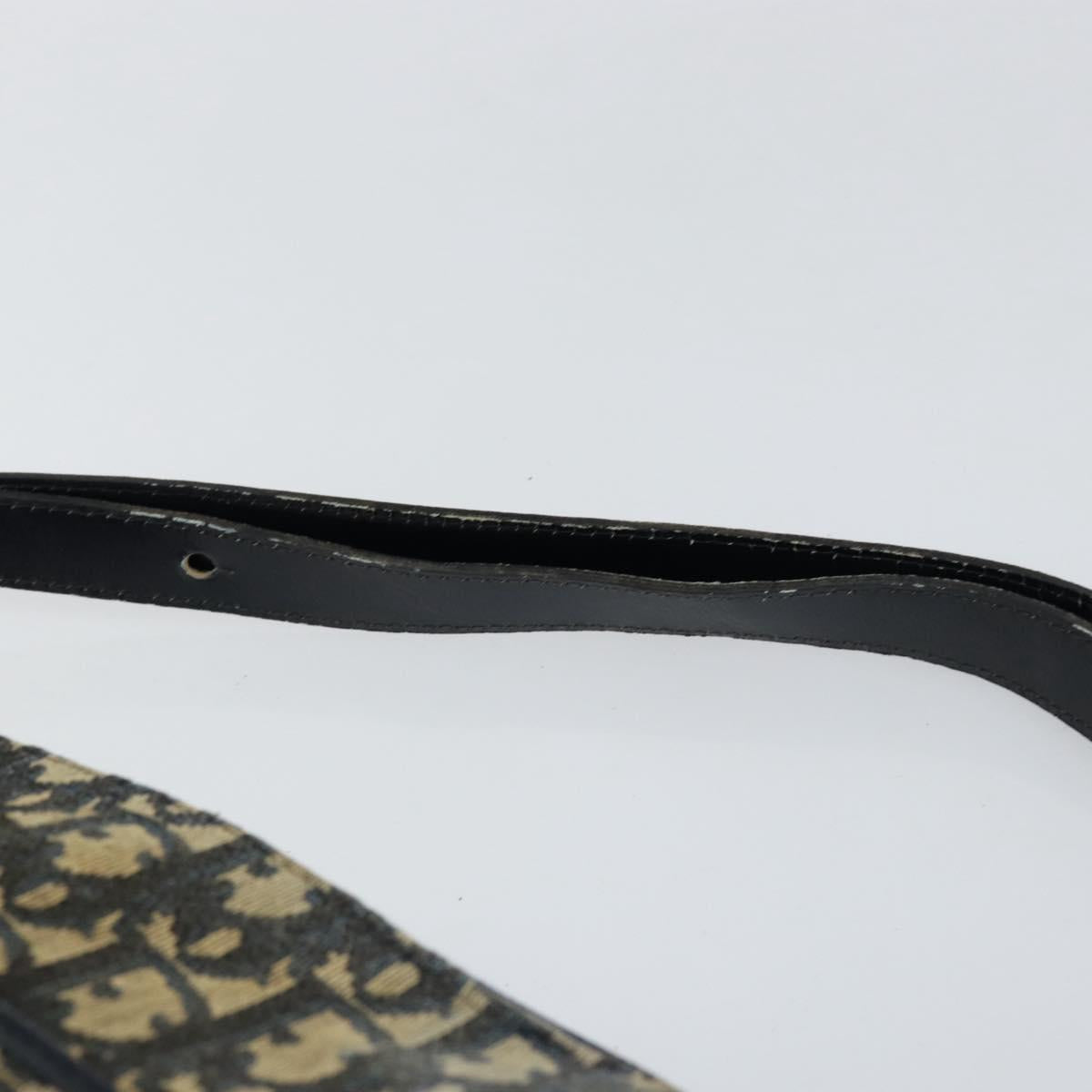 Christian Dior Trotter Canvas Shoulder Bag Navy Gold Auth 152262