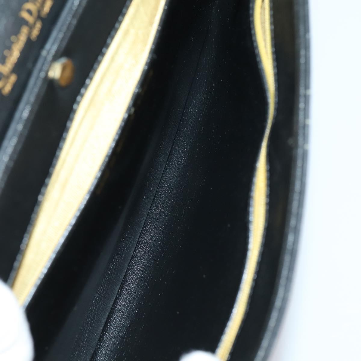 Christian Dior Trotter Canvas Clutch Bag Leather Black Gold Auth 152263