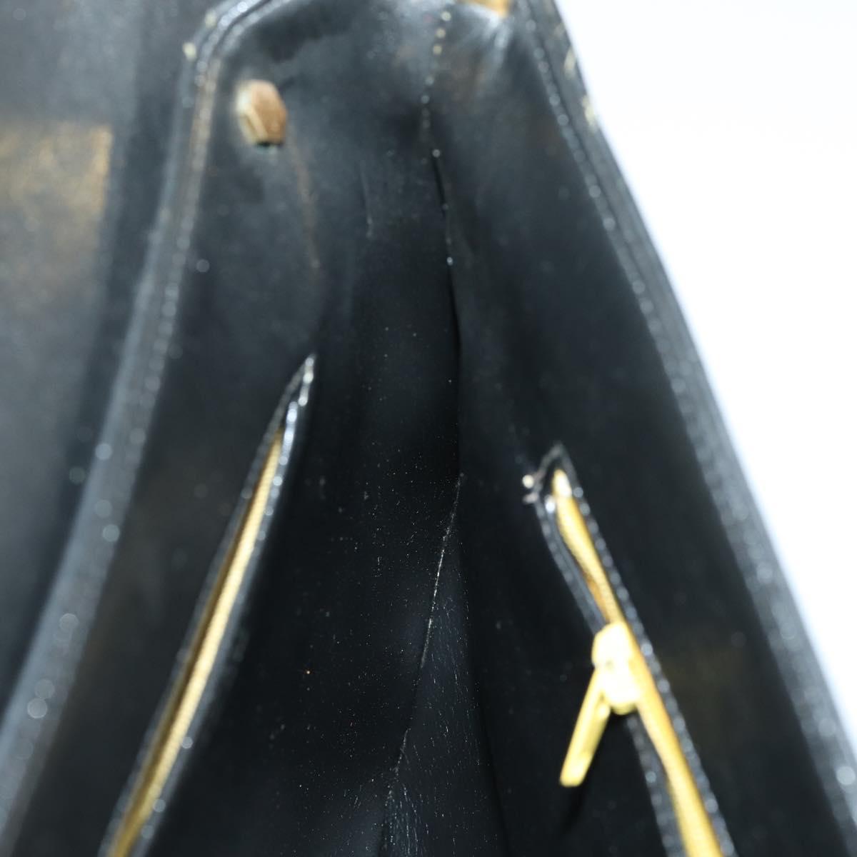 Christian Dior Trotter Canvas Clutch Bag Leather Black Gold Auth 152263