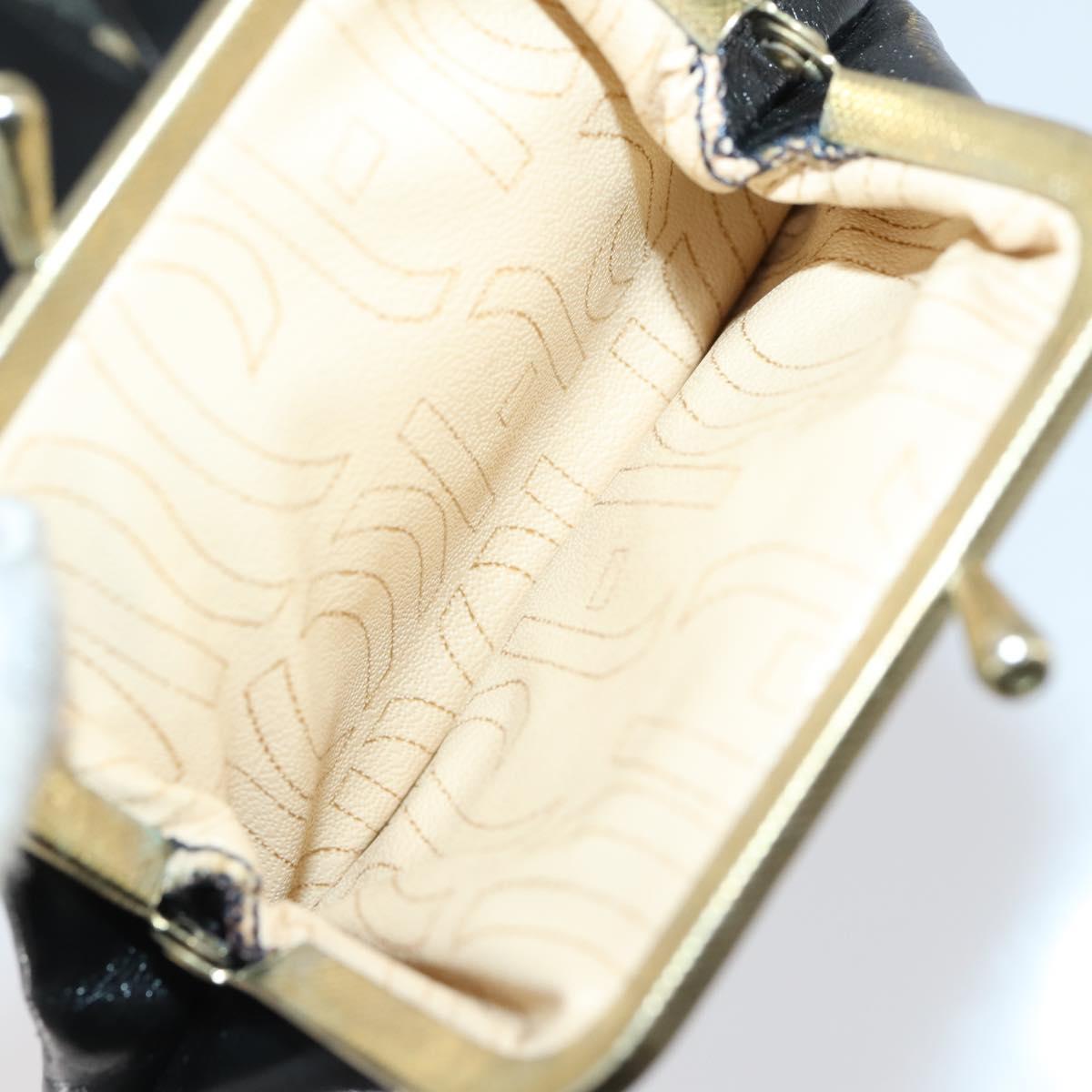 Christian Dior Trotter Canvas Clutch Bag Leather Black Gold Auth 152263