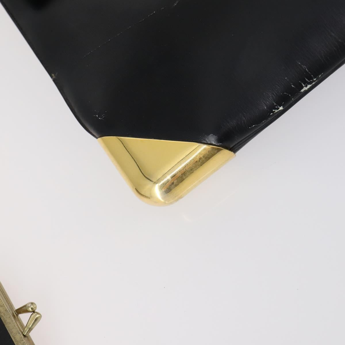 Christian Dior Trotter Canvas Clutch Bag Leather Black Gold Auth 152263