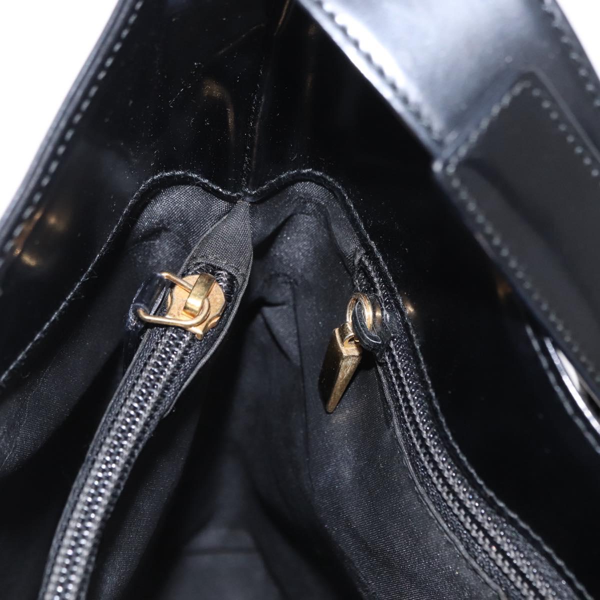 Salvatore Ferragamo Gancini Shoulder Bag Leather Black Gold Auth 152264