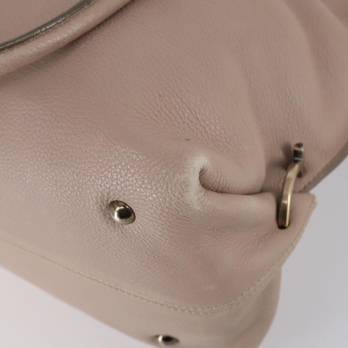 Salvatore Ferragamo Shoulder Bag Leather Beige Gold Auth 152265