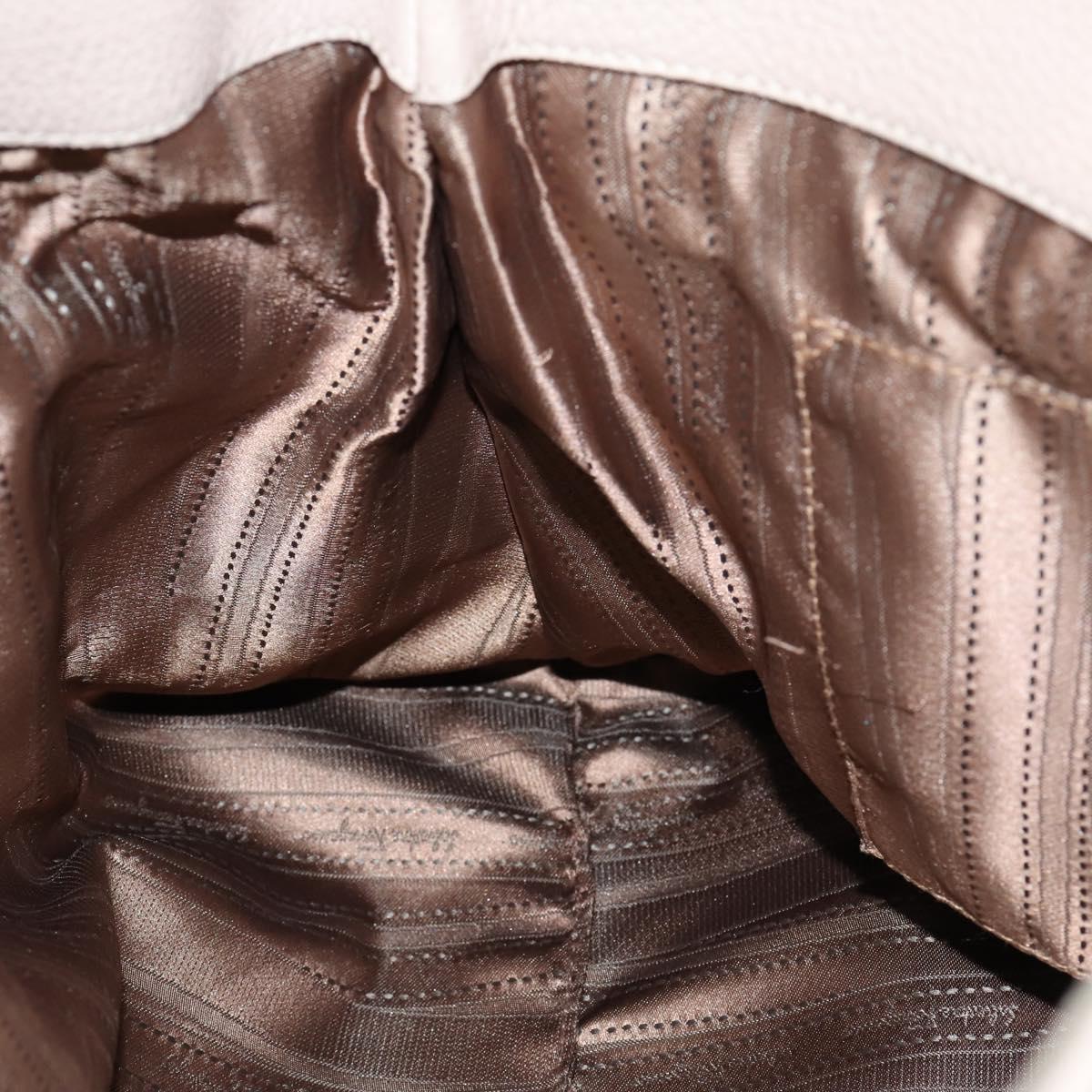 Salvatore Ferragamo Shoulder Bag Leather Beige Gold Auth 152265