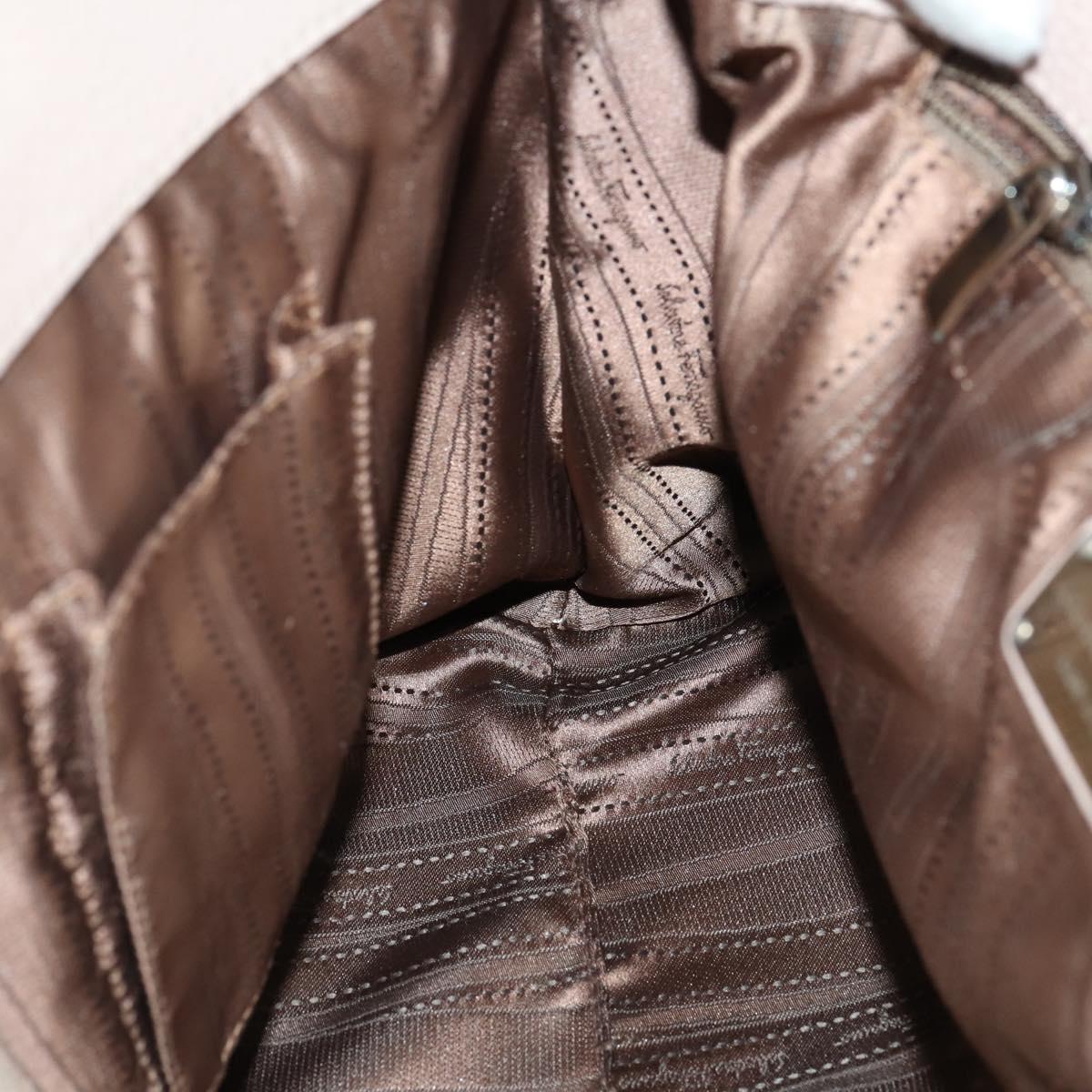 Salvatore Ferragamo Shoulder Bag Leather Beige Gold Auth 152265