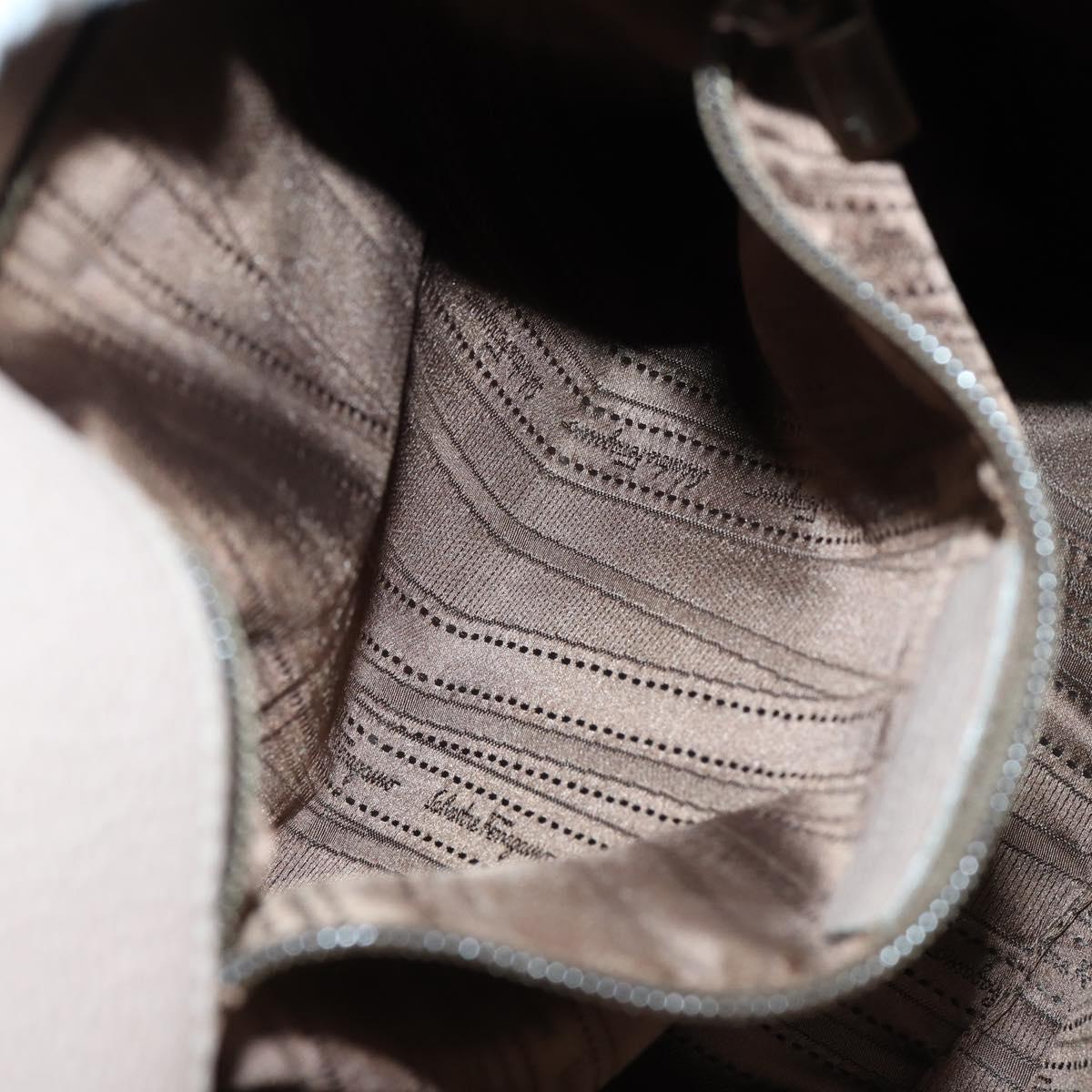 Salvatore Ferragamo Shoulder Bag Leather Beige Gold Auth 152265