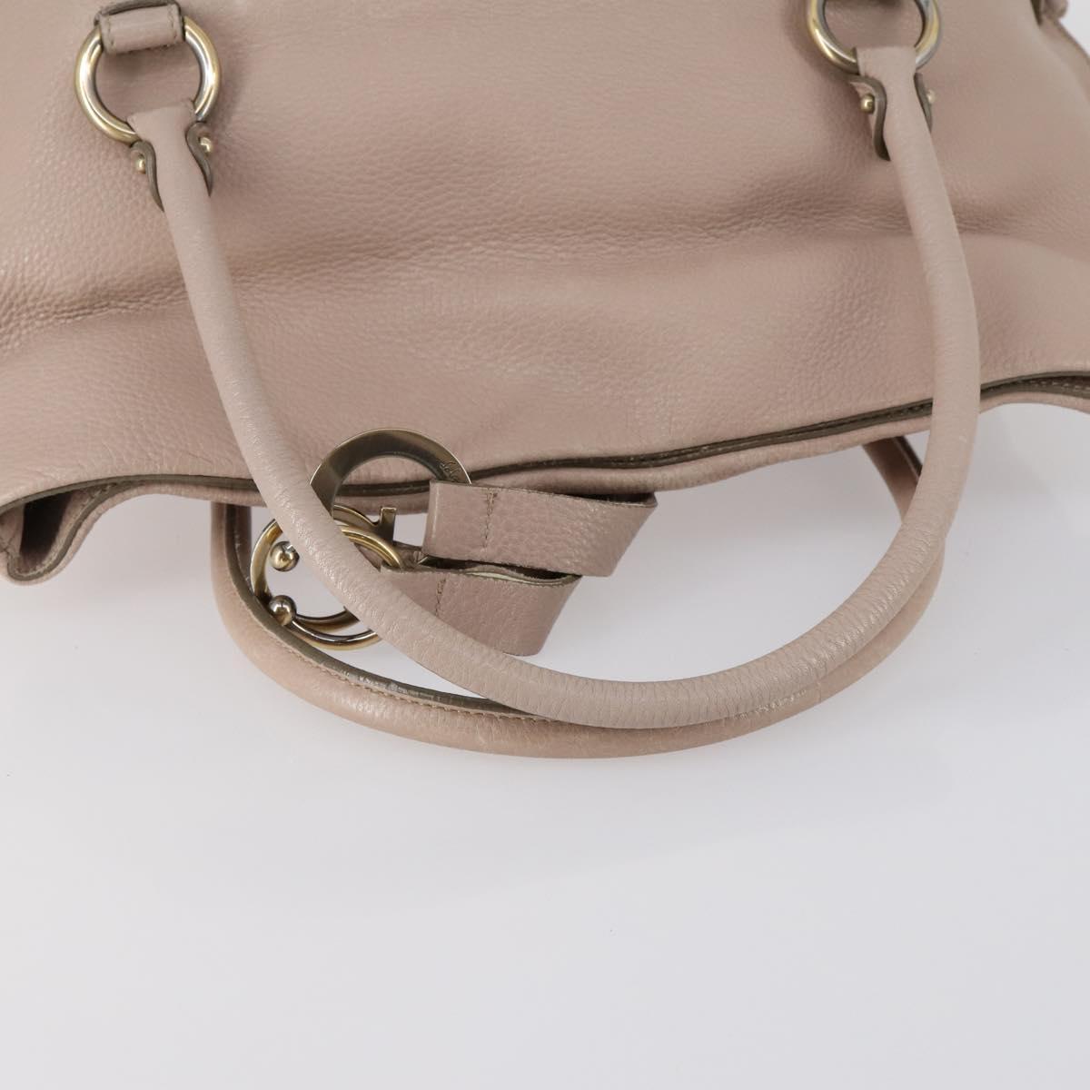 Salvatore Ferragamo Shoulder Bag Leather Beige Gold Auth 152265