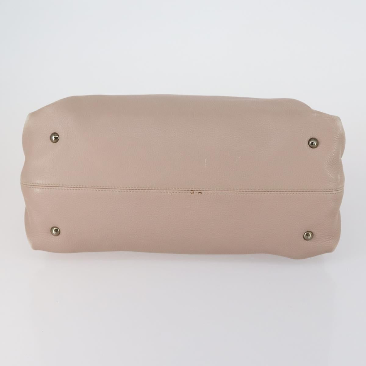 Salvatore Ferragamo Shoulder Bag Leather Beige Gold Auth 152265