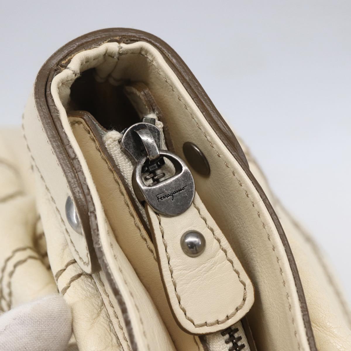 Salvatore Ferragamo Tote Bag Leather White Auth 152267