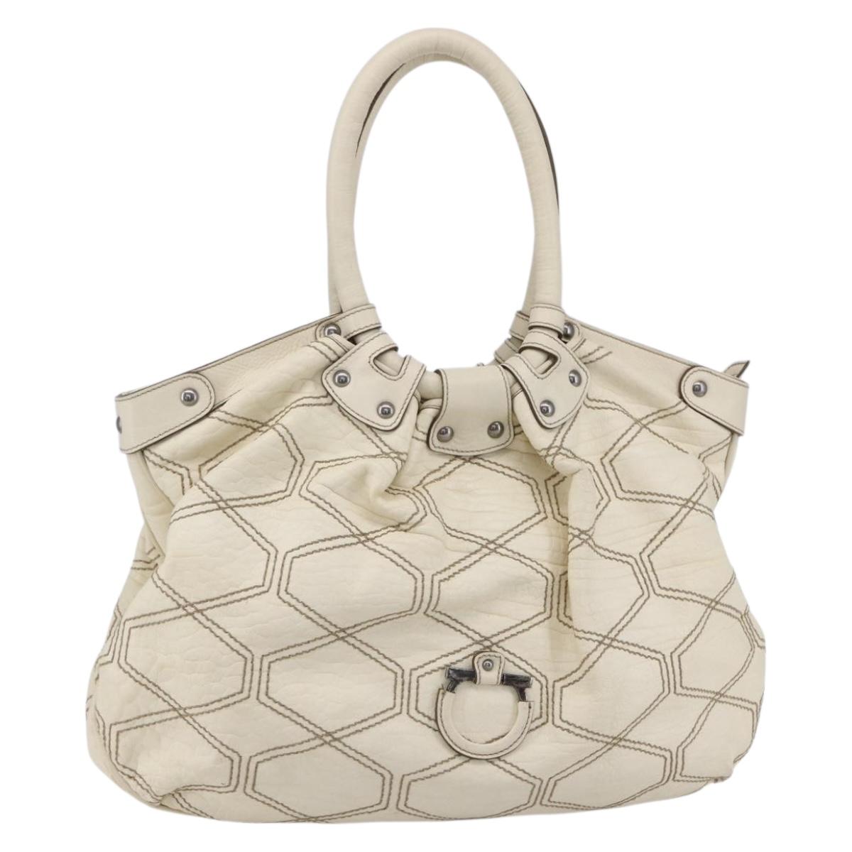 Salvatore Ferragamo Tote Bag Leather White Auth 152267