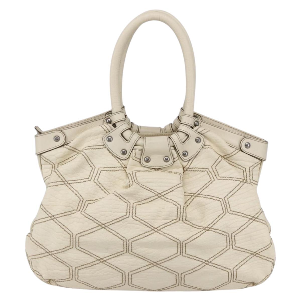 Salvatore Ferragamo Tote Bag Leather White Auth 152267