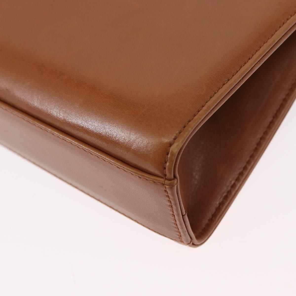 TIFFANY&Co. Chain Shoulder Bag Leather Brown Gold Auth 152268