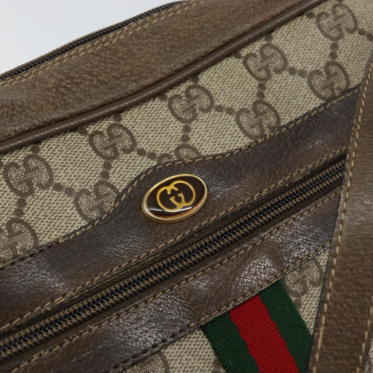 GUCCI GG Supreme Web Sherry Line Bag PVC Beige Gold 56 02 004 Auth 152274