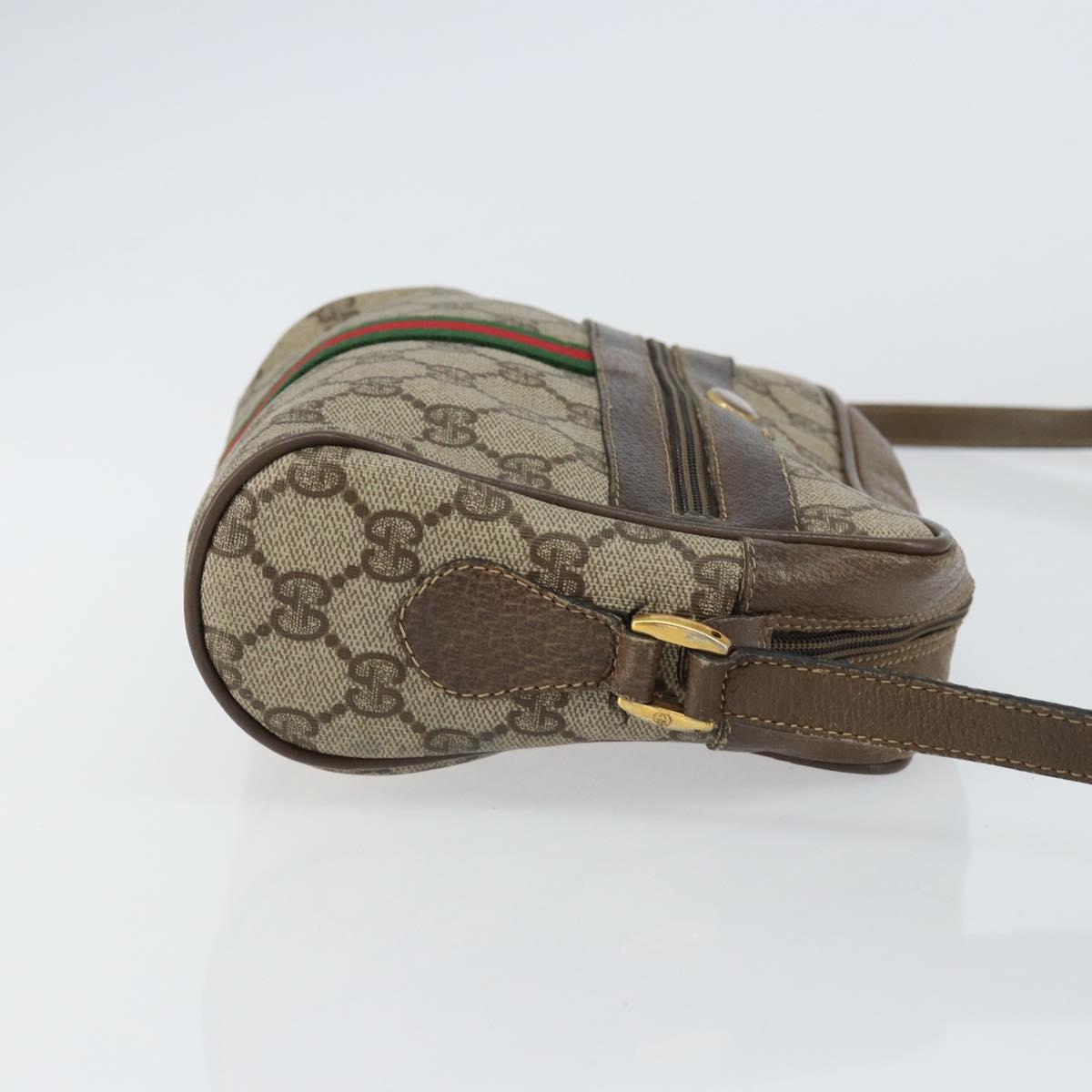 GUCCI GG Supreme Web Sherry Line Bag PVC Beige Gold 56 02 004 Auth 152274