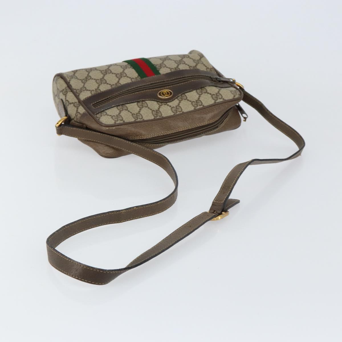 GUCCI GG Supreme Web Sherry Line Bag PVC Beige Gold 56 02 004 Auth 152274