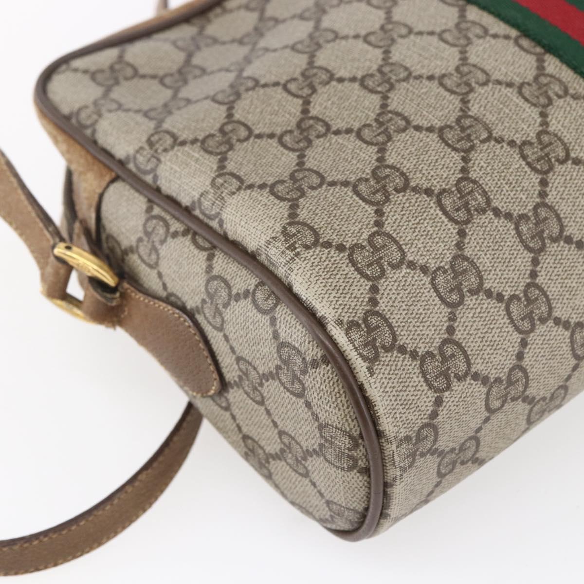 GUCCI GG Supreme Web Sherry Line Bag PVC Beige Gold 98 02 005 Auth 152275