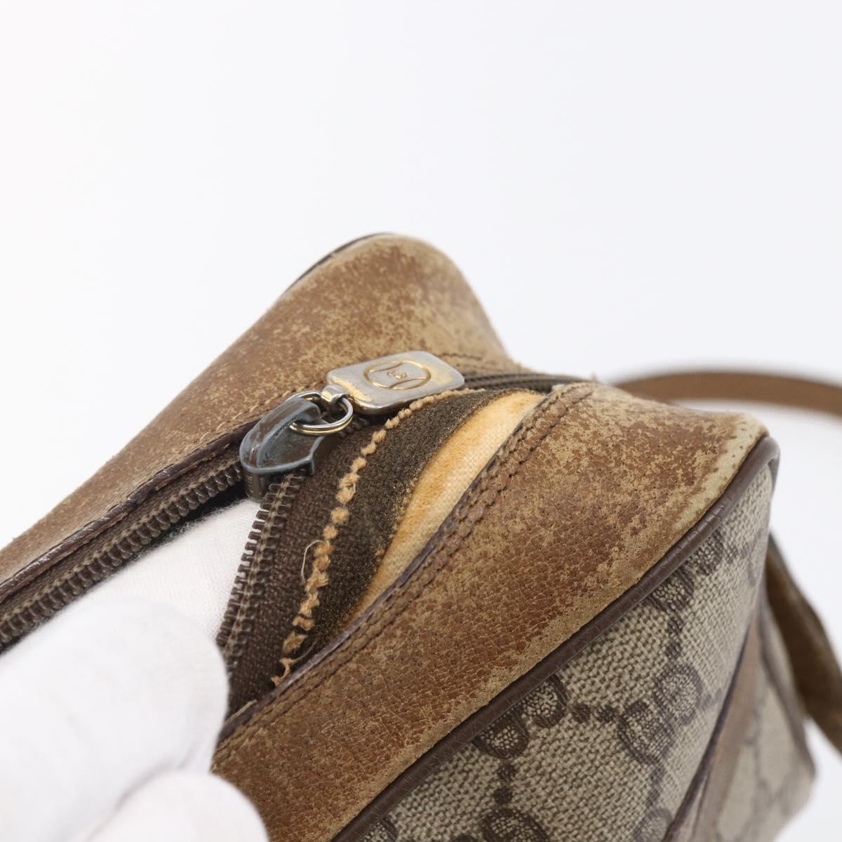 GUCCI GG Supreme Web Sherry Line Bag PVC Beige Gold 98 02 005 Auth 152275