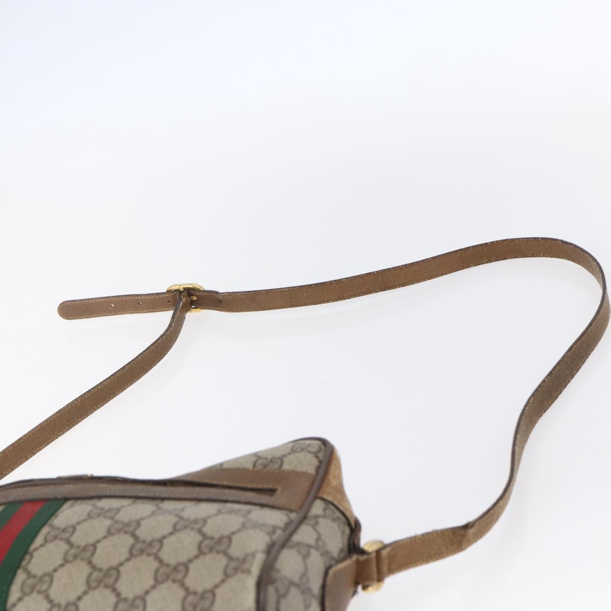 GUCCI GG Supreme Web Sherry Line Bag PVC Beige Gold 98 02 005 Auth 152275