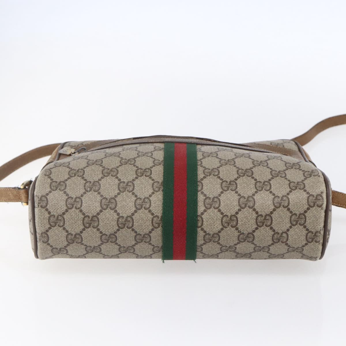 GUCCI GG Supreme Web Sherry Line Bag PVC Beige Gold 98 02 005 Auth 152275