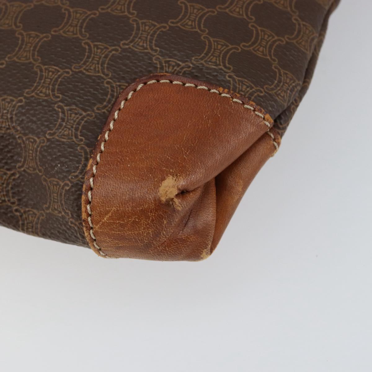 CELINE Macadam Canvas Hand Bag PVC Leather Brown Gold Auth 152276