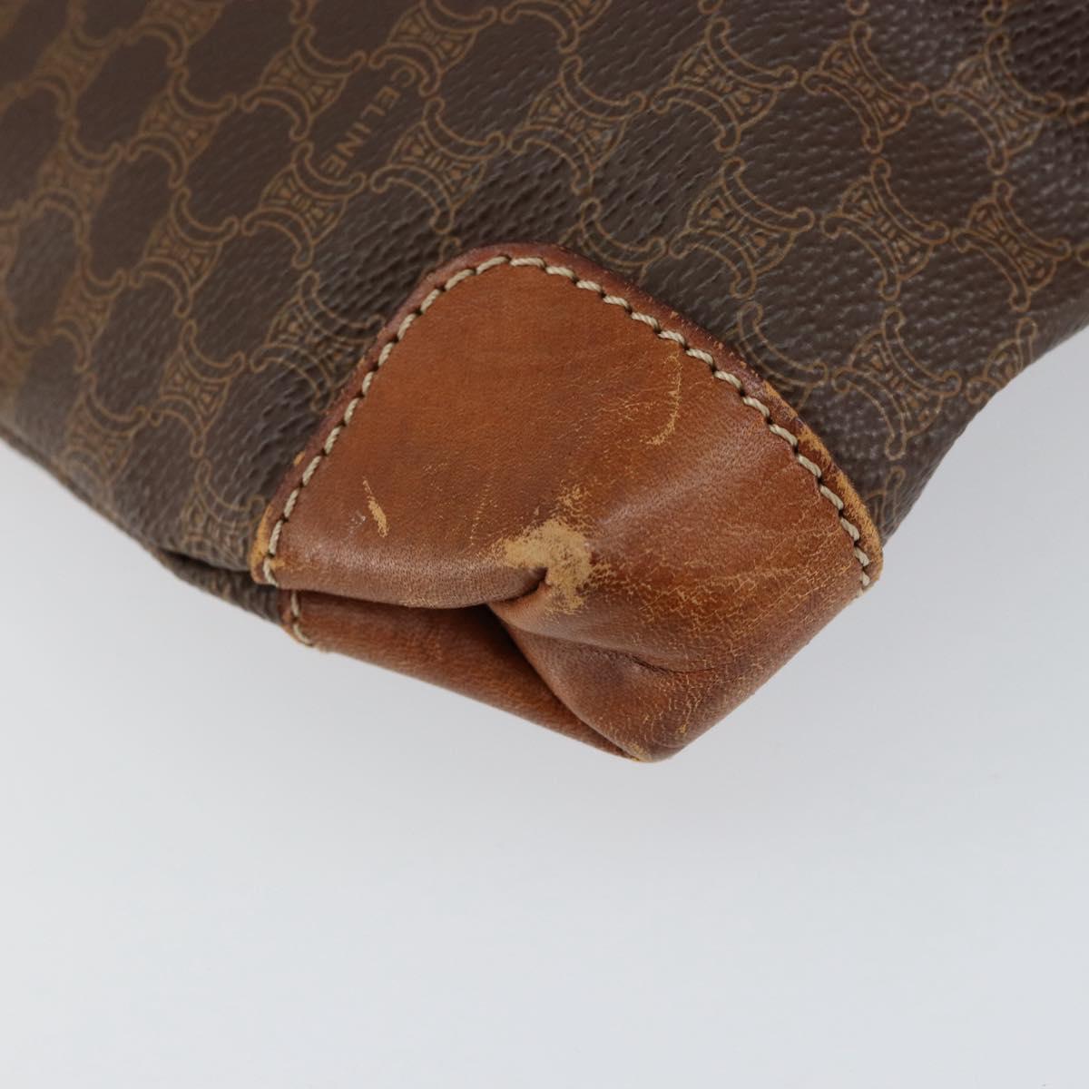 CELINE Macadam Canvas Hand Bag PVC Leather Brown Gold Auth 152276