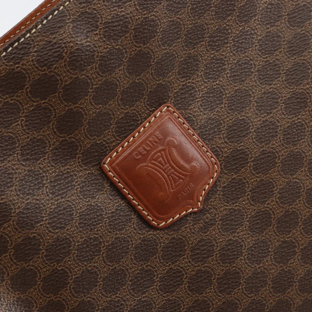 CELINE Macadam Canvas Hand Bag PVC Leather Brown Gold Auth 152276