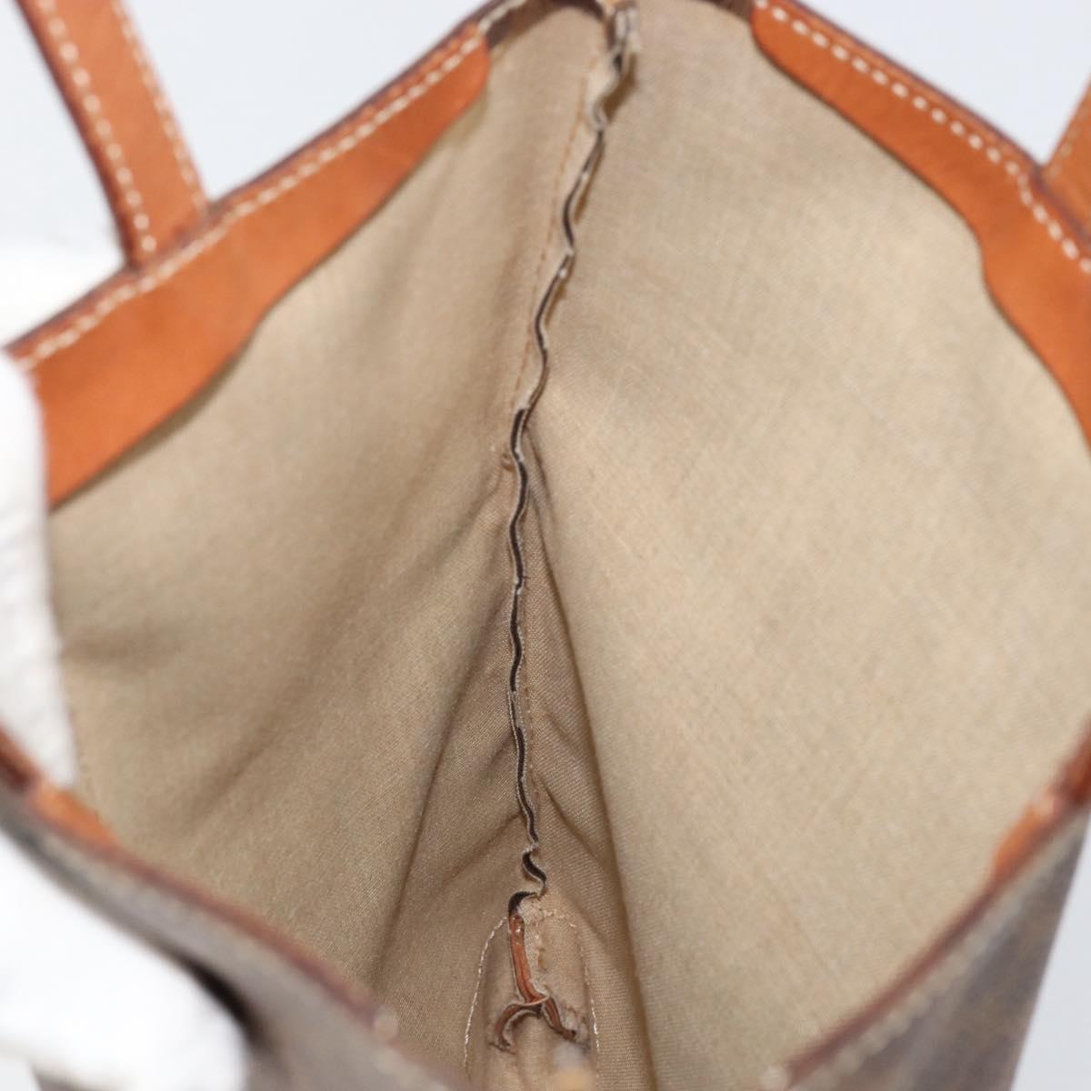 CELINE Macadam Canvas Hand Bag PVC Leather Brown Gold Auth 152276