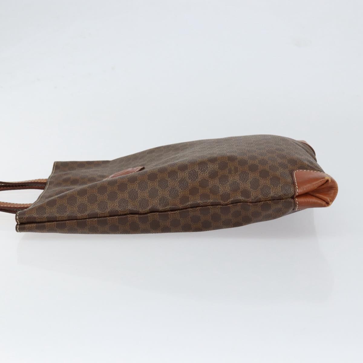 CELINE Macadam Canvas Hand Bag PVC Leather Brown Gold Auth 152276