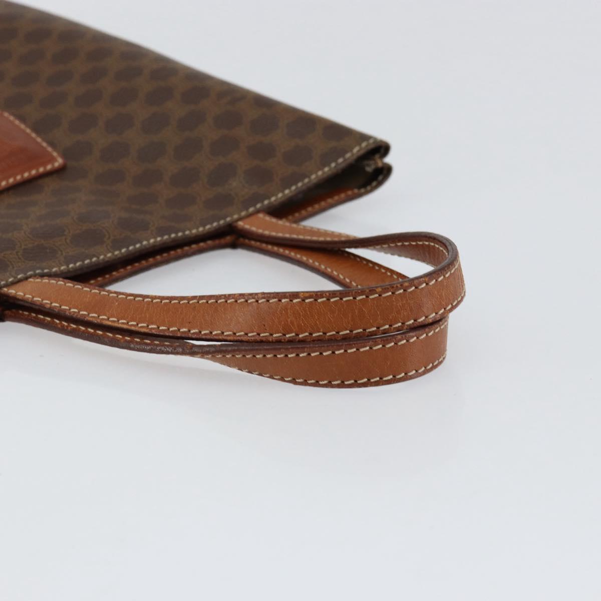 CELINE Macadam Canvas Hand Bag PVC Leather Brown Gold Auth 152276