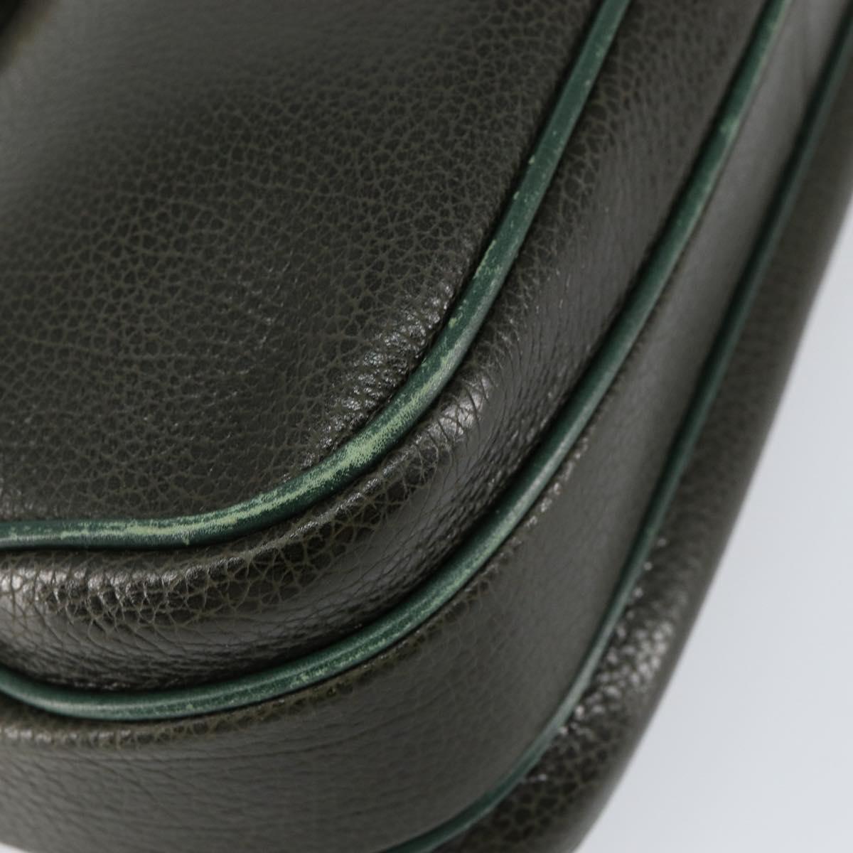 BALLY Hand Bag Leather Khaki Gold Auth 152278